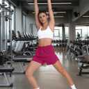 Women's 5" Running Shorts Quick Dry Sporty Athletic Gym Workout Shorts with Zipper Pockets Liner (Pink)