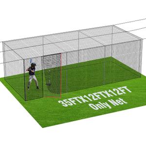 RIIFRILY Baseball Batting Cage Nets, 35'L Baseball and Softball Cage Netting, Enclosed HDPE #30 Netting Batting Cages for Backyard and Indoor (NET ONLY)