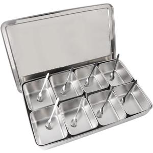 Seasoning Box, 8 Grids Seasoning Box,Condiment Storage Containers Spice Jar with Lid and 8 Spoons,Seasoning Jar for Home Kitchen Utensils