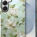 Case for Samsung Galaxy S25,Magnolia Floral Aesthetic Case Glossy Slim Silicone Shockproof Cover for Girls Women