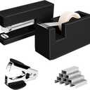 1 Desktop Stapler & 1 Tape Dispenser - 25 Sheet Capacity with 830 Staples and Staple Remover, Non-Slip for Office,School, Home & Classroom, Black(Tape not Included)
