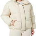 Amazon Essentials Women's Relaxed-Fit Mock-Neck Short Puffer Jacket (Previously Daily Ritual), Sand, 4X