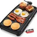 Mueller HealthyBites 20-inch Electric Griddle, Cool-Touch Handles, Slide-Out Drip Tray for Breakfast Pancakes, Burgers, and Eggs, Eco-Friendly Pancake Grill, 10 Eggs at Once, Nonstick & Teflon-Free
