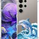 for Samsung Galaxy S24 Ultra Cute Case Dolphin Clear, Shockproof Soft TPU Protector Flexible Cartoon Design Kids Mobile Phone Cover Cases for Samsung Galaxy S24 Ultra Girls