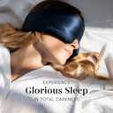 DROWSY Silk Sleep Mask - Face-Hugging, Padded Cocoon for Luxury Sleep in Total Darkness - 100% Pure Mulberry Silk, Skin-Hydrating & Adjustable (Midnight Blue)