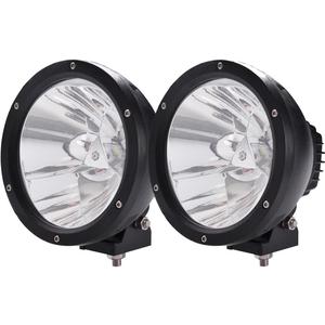 Lightronic Off-Road 7" Round LED Spotlight/Headlight for Motorcycle/Truck, 6000K Cool-White Long-Range Spot Beam High Speed Applications, Corrosion Resistant Waterproof, 12V/24V DC, 2-Pack