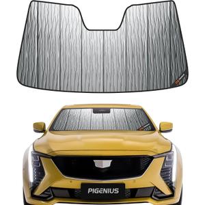 Pigenius Windshield Sun Shade for Cadillac CT5 2020-2026 (Sedan) Luxury/Sport, Reversible Silver/Black