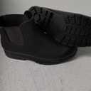 Planone Wide Width Short Rain Boots Women Fashion Waterproof Chelsea Boots for Women Matte Outdoor Garden Shoes Ankle Muck Boots for Ladies Non Slip Work Shoes Rubber Boots with Premium Comfort Insole (7.5 Wide, Dark Grey/Black)