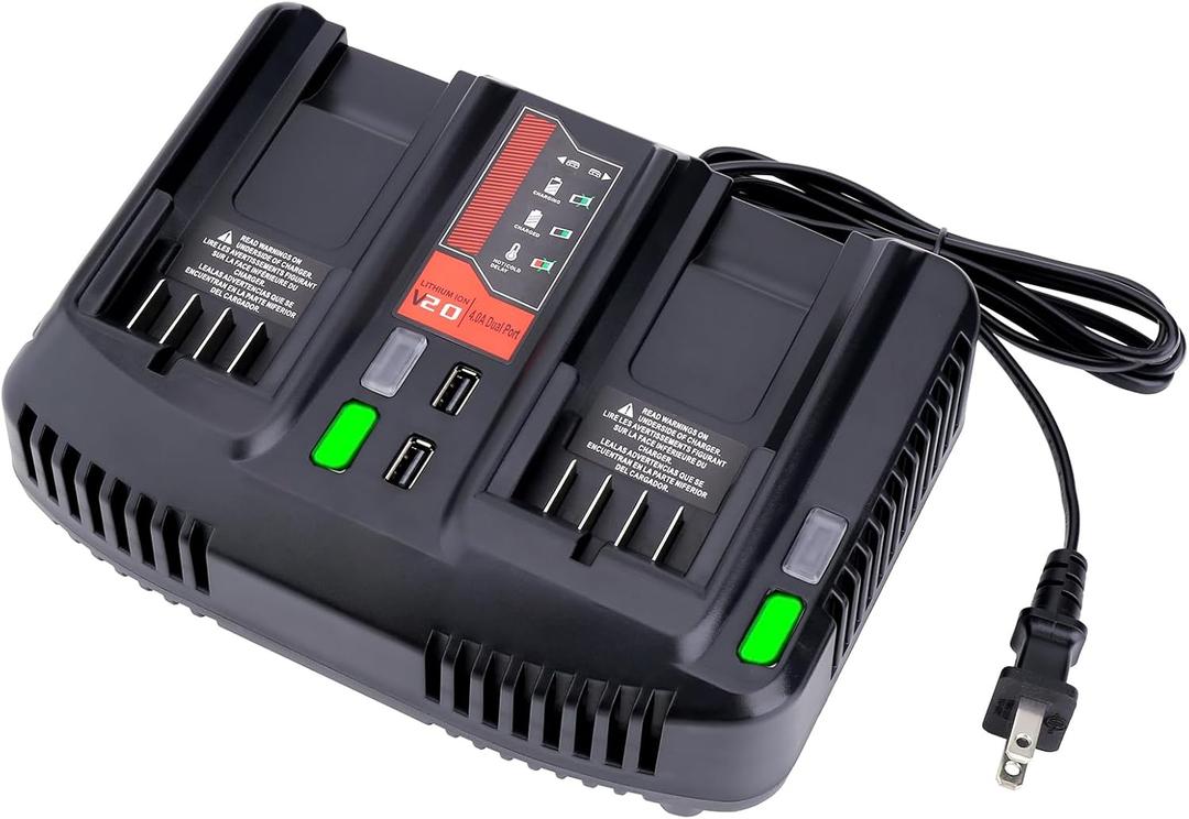 CMCB124 Dual Port V20 Battery Fast Charger Replacement for Craftsman 20V MAX V20 Battery Lithium CMCB202 CMCB201 CMCB209 CMCB205 CMCB100 CMCB102 CMCB101