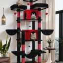 Globlazer Gothic Cat Tree, 80inch Goth Cat Tower for Indoor Cats Multiple Adult Cats XXL Cat Tree Large Cat Tower with Scratching Post, Hammock, 3 Perches, 2 Condos, 2 Hanging Basket, F80, Black Red