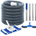 Innconee 4 Pcs Swimming Pool Cleaning Kit Including Pool Vacuum Head with 1-1/2" x 30 ft Hoses Flexible Head with Bristles Wheel and Pole 14 '' Cleaning Brush for Inground Above Ground Cleaner