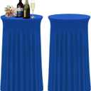 Cocktail Table Covers - 2 Pack 24"x 43" Royal Blue Cocktail Table Tablecloth with Natural Wavy Round Skirt for Bar Wedding Party Banquet (2 Pack - 24 x 43 Inch)