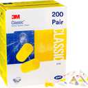 3M Ear Plugs, 200 Pairs/Box, E-A-R Classic 310-1001, Uncorded, Disposable, Foam, NRR 29, For Drilling, Grinding, Machining, Sawing, Sanding, Welding, 1 Pair/Pillow Pack