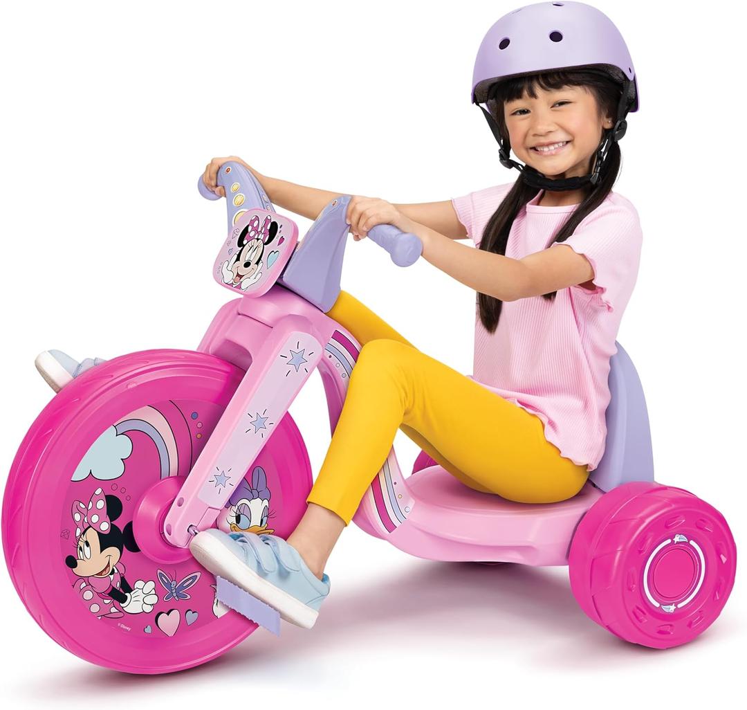 Minnie Mouse Ride-On 15" Fly Wheels Cruiser Tricycle Bike, Trike Has Built-in Light on Both Sides of Big Wheel, Ages 3-7, for Kids 41-44 Tall - 70 lbs. Weight Limit15 Fly Wheel Ride On Minnie Mouse Ride-On 15" Fly Wheels Cruiser Tricycle Bike, Trike Has Built-in Light on Both Sides of Big Wheel, Ages 3-7, for Kids 41-44 Tall - 70 lbs. Weight Limit15 Fly Wheel Ride On