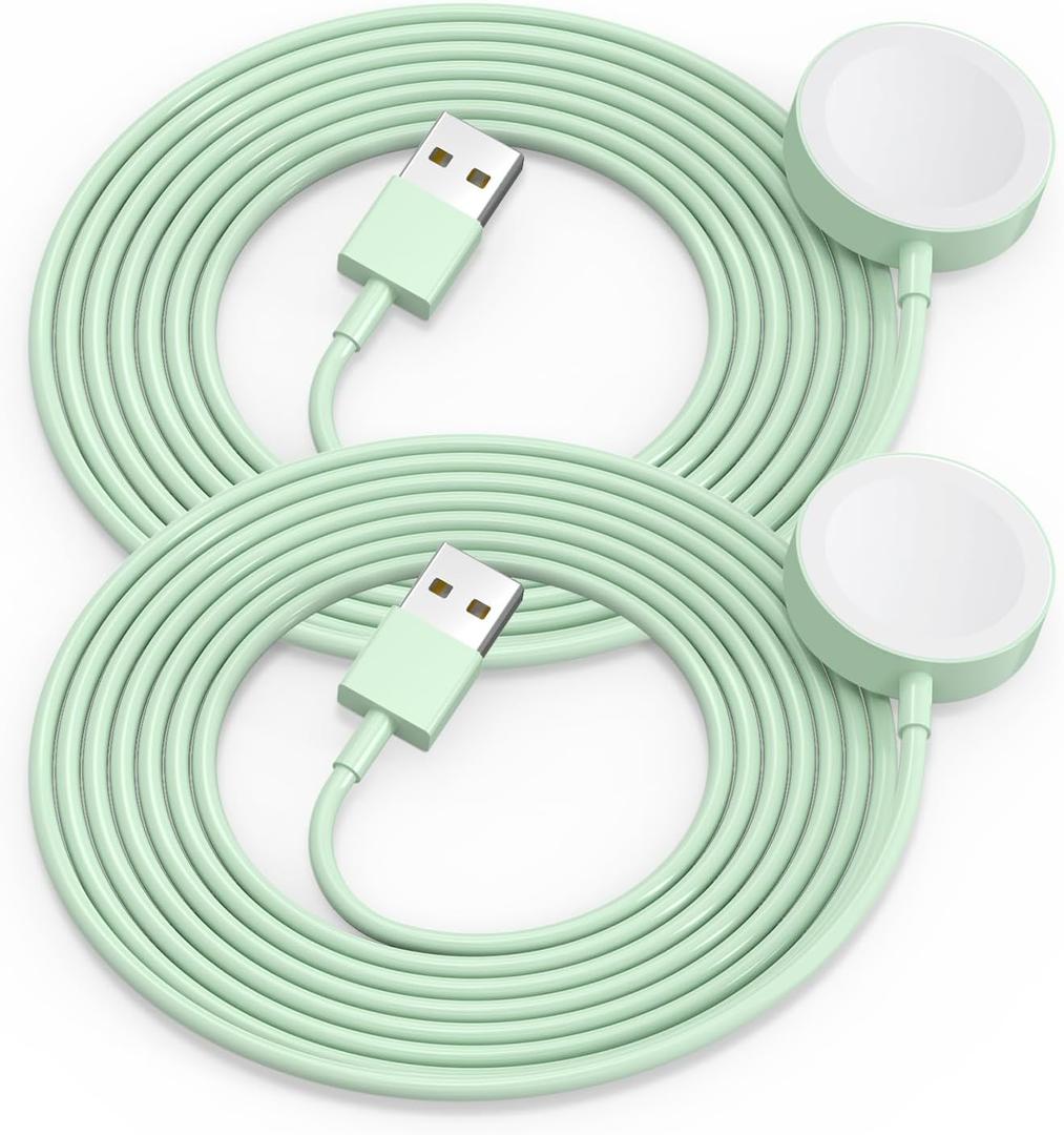 2Pack Green for Apple Watch Charger USB Magnetic Wireless Fast iWatch Charger Portable Compatible with iWatch Ultra/Series 9/8/7/6/SE/SE2/5/4/3/2/1-[3.3FT]