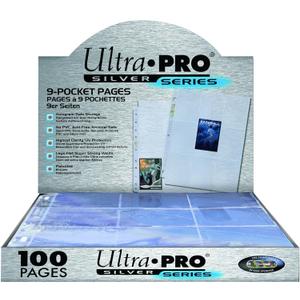 Ultra Pro 9-Pocket Silver Series Page Protector for Standard Size Cards (100ct) (Multi)