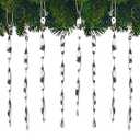 AMS Christmas Tree Ornaments 24PCS Aluminum Twisted Icicles Ornament Set for Christmas Tree New Year Party Decorations Supplies(Shiny 9.8", Silver)