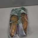 Athlefit Women's Mary Jane Flats Dressy Comfortable Square Toe Slip On Silver Ballet Flats Shoes with Buckle Strap Size 6.5