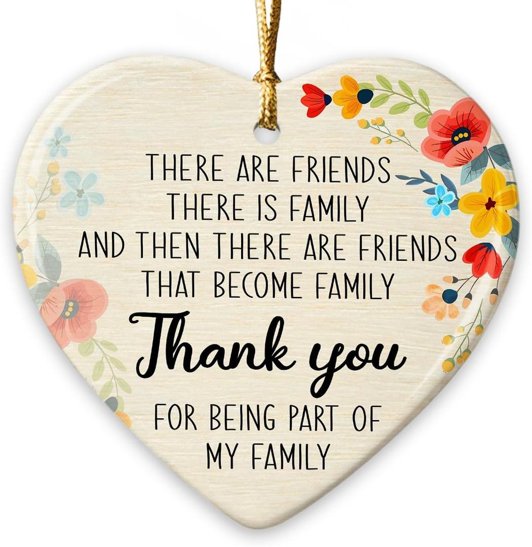 6 x Friends Christmas Ornaments 2025 - Friendship Gifts for Women Men Coworkers, Thank You Gifts for Friends, Bestie, BFF, Soulmate, Ceramic Friend Ornament for Christmas Tree Decorations