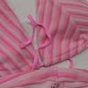 Verdusa Women's 2 Piece Striped Halter Swimsuit Tie Back Triangle Bathing Suit (X-Large, Pink)
