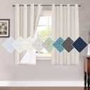H.VERSAILTEX 100% Blackout Curtains for Bedroom 63 Inches Long Grommet Linen Face Full Light Blocking Curtain Drapes for Living Room Thermal Insulated Linen Look Curtains 2 Panels Set, Antique White