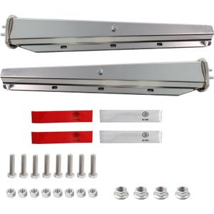 Stainless Steel Straight Spring Loaded Mud Flap Hanger with Reflective Tapes Bracket Heavy Duty Mudflap Holder Set for Semi Trucks 1-1/8" Bolt Spacing 29.5" Length (2pcs)