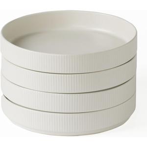 famiware Star 7.5" Pasta Bowls Set, Salad Bowl Set of 4, Double Reactive Glaze, Stackable, Perfect for Your Friend for Housewarming, Thanksgiving, Christmas, Matte White
