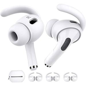 AhaStyle 3 Pairs AirPods Pro 2nd Generation Ear Hooks【Added Storage Pouch】 Anti-Slip Ear Covers Silicone Accessories Compatible with Apple AirPods Pro 2nd Generation (3 Large, White)
