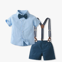 Volunboy Infant Baby Boy Summer Wedding Ring Bearer Outfits Suspenders Shorts Set Formal Dress Shirt Bowtie Suits, Size 80, Kids