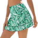 WOWENY Swim Skirt for Women 2 Layered Ruffled Flowy Floral High Waisted Swimsuit Built-in Swim Bikini Bottoms (Green, XL)
