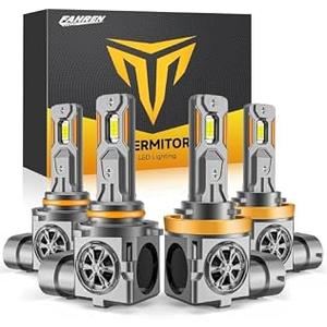 Termitor Brightest H11 9005 Light Bulbs Combo, 150,000LM Ultra Bright 6500K, H11/H9 + 9005/HB3 Driving Light Bulbs with Fan, CANBUS Ready Plug and Play, Off-Road Use or Fog Light, Pack of 4