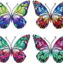 dreamskip 4 Pcs Metal Butterfly Wall Decor Art, Colorful Butterflies Outdoor Wall Art, Hand Craft Outdoor Garden Decor For Fence, Patio, Yard Decoration