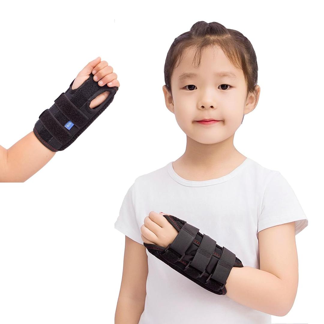 Kids Wrist Brace Fits wrist circumference 4-6.2 inches Pediatric Wrist Splint & Wrist Support for Kids, Adjustable Youth Wrist Brace for Sprains, Strains, Arthritis & Carpal Tunnel Pain Relief - Left & Right Hand (1, Black, Pediatric)