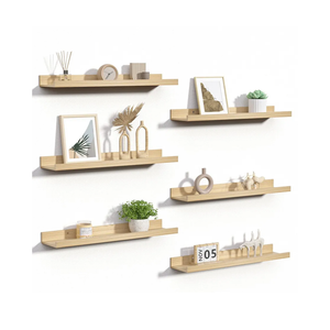 upsimples Floating Shelves for Wall, Wood Mounted Shelf Decor Storage Set of 6, for Bedroom, Living Room, Bathroom, Kitchen, 23.6 inch Long Picture Ledge, Natural