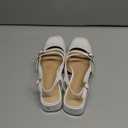 Coutgo Womens Mary Jane Chunky Low Heels Slingback Pumps Closed Square Toe Wedding Dress Shoes (6.5, White)