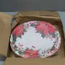 Homlouue 50 PCS Christmas Oval Paper Plates, 12" x 10" Christmas Plates Disposable, Poinsettia Themed Holiday Paper Plate, Heavy Duty Party Plate for Holiday Dinner Gathering Xmas Party Decoration