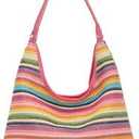 Straw Handbags Women's Summer Beach Straw Bucket Tote Bag Straw Woven Handbag Tassel Shoulder Bag Purse