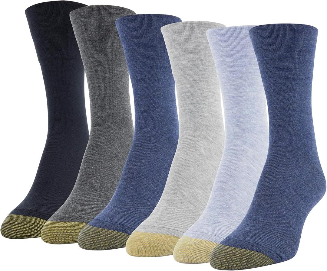 GOLDTOE Women's Ultra Soft Mid Crew Socks, 6-Pairs, Denim Assorted, Shoe Size: 6-9
