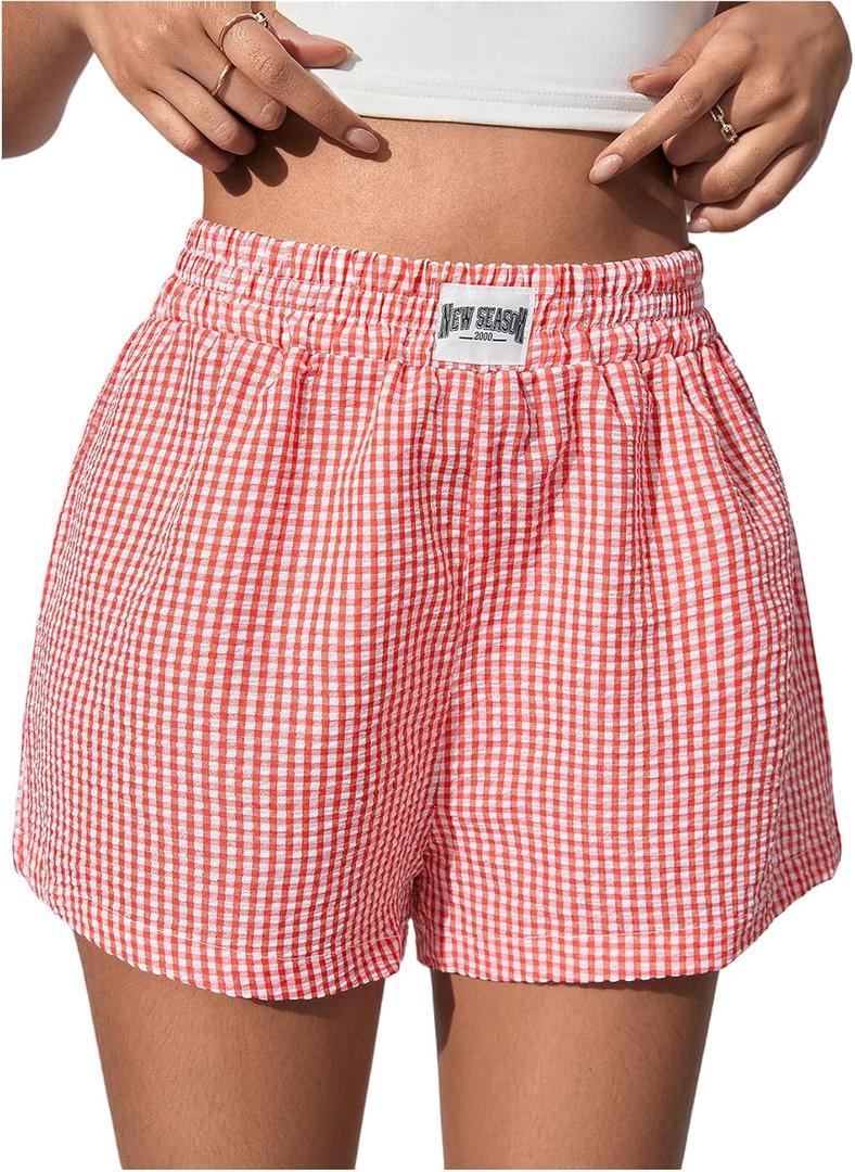 WDIRARA Women's Cheetah Print Shorts High Waisted Straight Leg Summer Leopard Boxer Shorts (L)