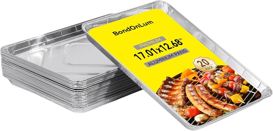 Aluminum Foil Pans, Disposable Trays,1/2 Size Sheet Cookie Cake Pan,17x13(20 Pack),Rimmed Baking Sheet for Frying, Grilling, or Baking Dishes