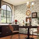 Kitico Vintage Wallpaper Peel and Stick Wall Paper Bird Contact Paper 16.1''x197'' Beige Self Adhesive Removable Wallpaper for Bedroom Bathroom Cabinets Decor Vinyl Roll