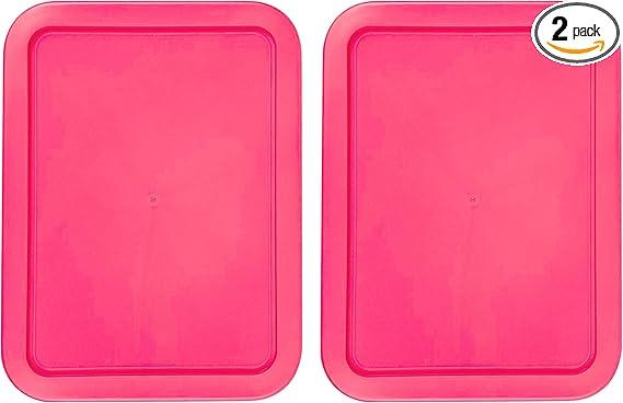 Replacement Lids fits Pyrex 3-Cup Glass Food Storage Container Bowls, (7.75 x 5.75-Inch) Plastic Rectangle Lids Covers for Pyrex 7210-PC, Airtight & Leakproof (2-Pack, Fuchsia)