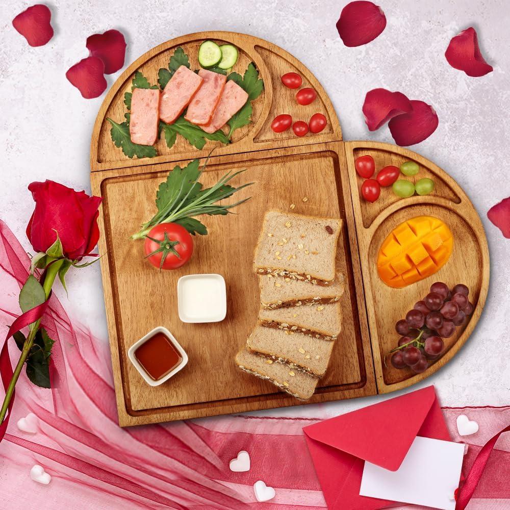 Premium Solid Wood Charcuterie Board Gift Set - Extra Large Magnetic Cheese Board Wooden Tray Serving Platter Housewarming, Christmas, and Valentine's Gifts