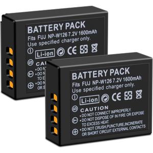 2-Pack NP-W126/NP-W126S Battery(1600mAh) for Fujifilm X-T100 X-T200 X100F X100V X-S10 X-A3 X-A X-A10 X-E2S X-E3 X-E4 X-H1 X-M1 X-Pro2 X-Pro3 X-T1 X-T2 X-T3 X-T10 X-T20 X-T30 X-T30 II