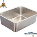 Stainless Steel Cat Litter Box Set, Includes Catnip Fish Toy & Wand Feather Toy Refill, Easy to Clean, Pet Toilet Supplies for Kitten, Kitty, Rabbit, Metal Litter Pan for Kittens and Adult Cats (1 Medium (17.6"x13.6"x5.9"))