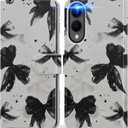 DEENAKIN for Samsung Galaxy S25 Edge Wallet Case with Card Holder + Cash Clip, RFID-Blocking, Military-Grade Protection & UV-Printed Artwork, Magnetic Closure with Leather Kickstand - Ink-Black Bow