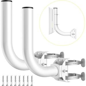 Universal Wireless Bridge Bracket Mount, 2-Pack J Pole Mounts, 180 Adjustable Wall-Mounted Mount for Outside Antenna Starlink, Outdoor Bracket for AP Access Point Client CPE