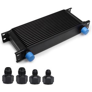 16 Row AN10 10AN Transmission Oil Cooler Kit Stacked Plate With 6AN 8AN Adapter Universal Engine Transmission British Radiator Oil Cooler Condenser Aluminium Alloy Black