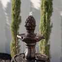 XBrand 3-Tier Freestanding Waterfall Fountain w/Pump & Pineapple Top, 51 Inch Tall, Brown, Large Outdoor Garden Fountain, Ideal for Garden, Porch, and Lawn