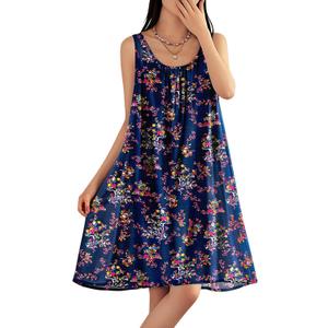 YESNO Summer Dresses for Women Casual Boho Floral Sundresses Sleeveless Scoop Neck Beach Tank Dresses EVS (M)